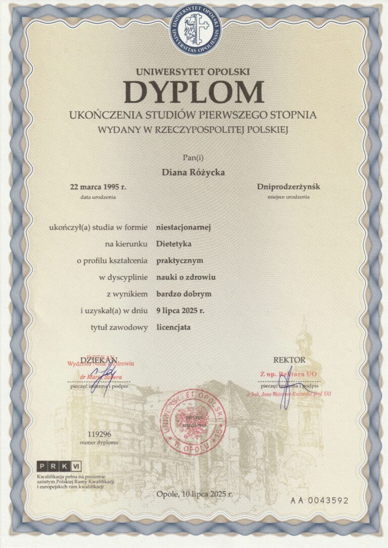Dyplom Dietetyk